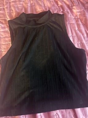 SHEIN Black Ribbed Mock Neck Sleeveless Tank